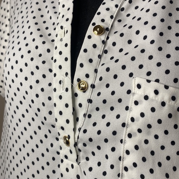 Business Casual Lightweight Cap Sleeve Blouse Sweet Rain Polka Dot Work Wear L - Picture 3 of 12